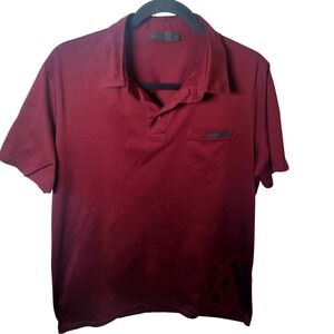 Prada Mens Burgundy Short Sleeve Pocket Polo Shirt XL UJN007 R131 1GAW